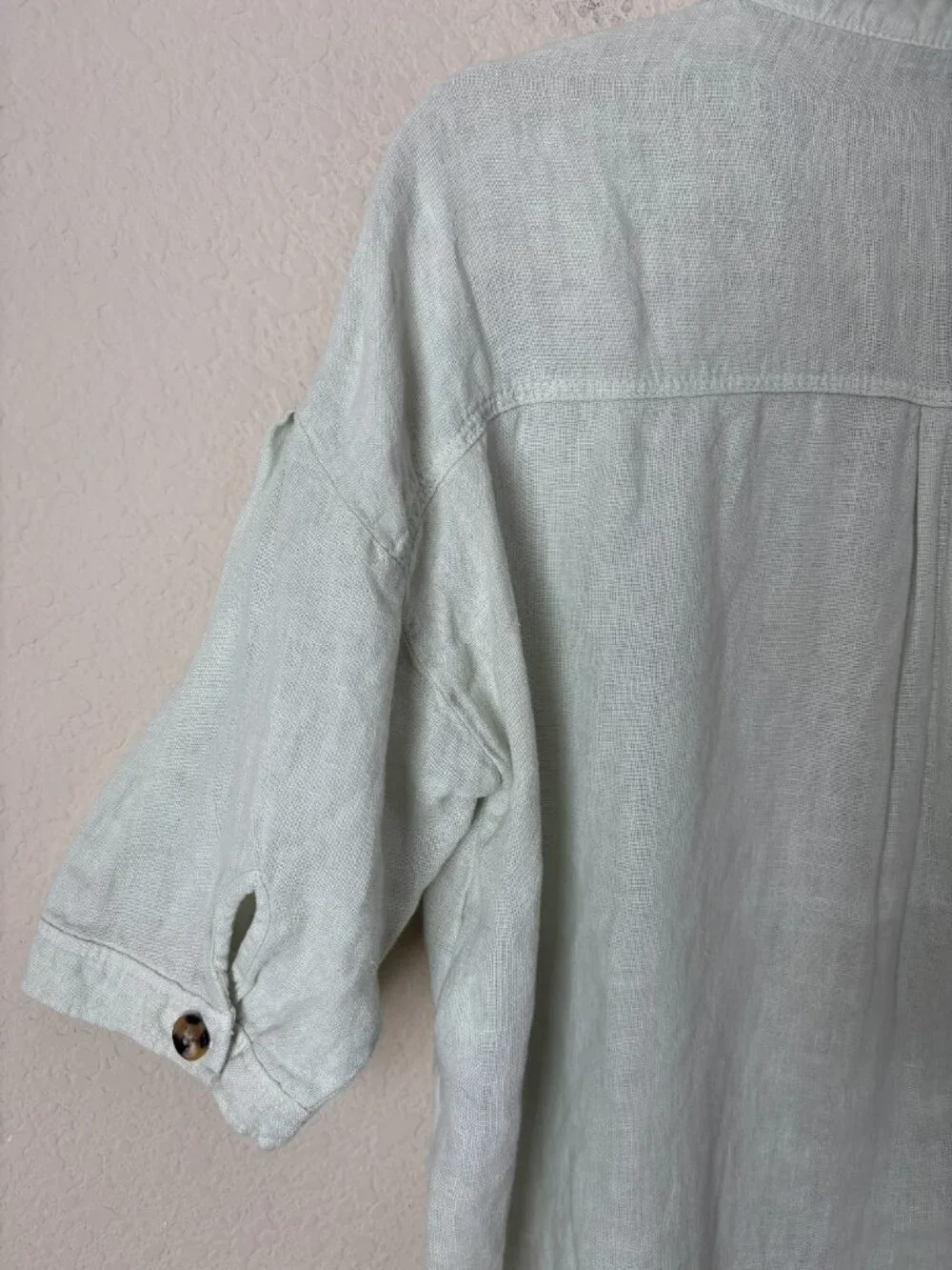 Zara Linen Button Up Boxy Cropped Pistachio Green Shirt - Picture 11 of 11
